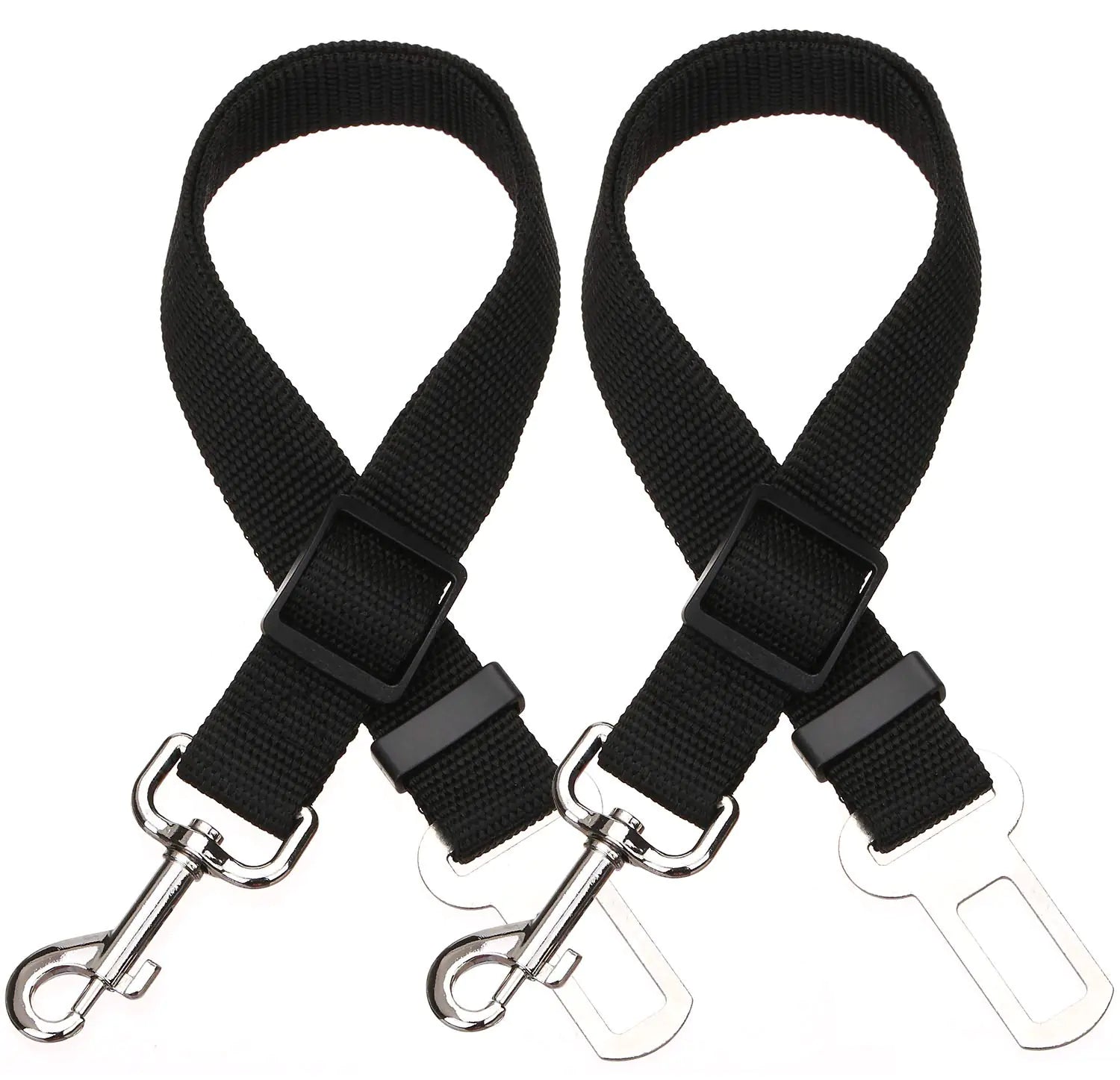 Elisel Elisel 2 Packs Adjustable Length Pet Dog Cat car seat Belt Pet seat Belt Pet Accessories for Dogs Cats and Pets (Black)