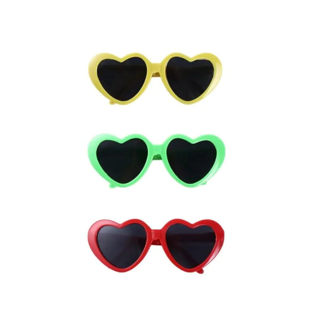 3Pcs Cute Pet Dog Cat Heart Shape Sunglasses Cute Funny Cosplay Dolls Costume Pet Photo Props for Small Dogs Cat Accessories
