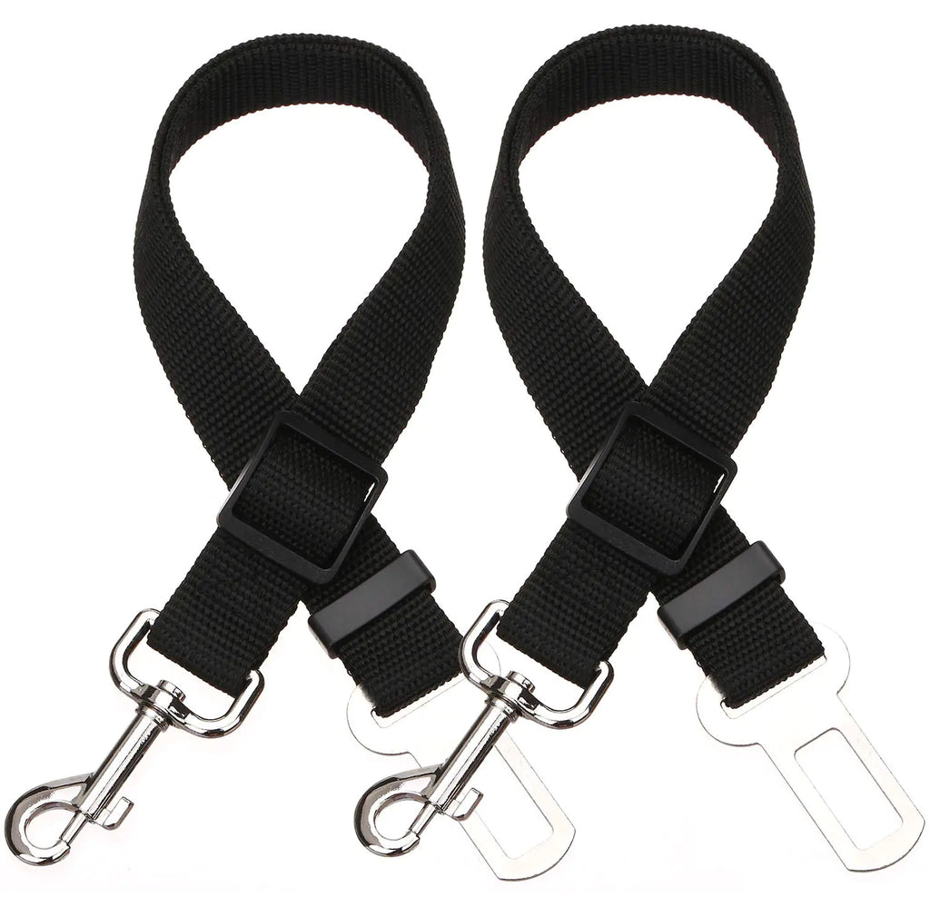 Elisel Elisel 2 Packs Adjustable Length Pet Dog Cat car seat Belt Pet seat Belt Pet Accessories for Dogs Cats and Pets (Black)