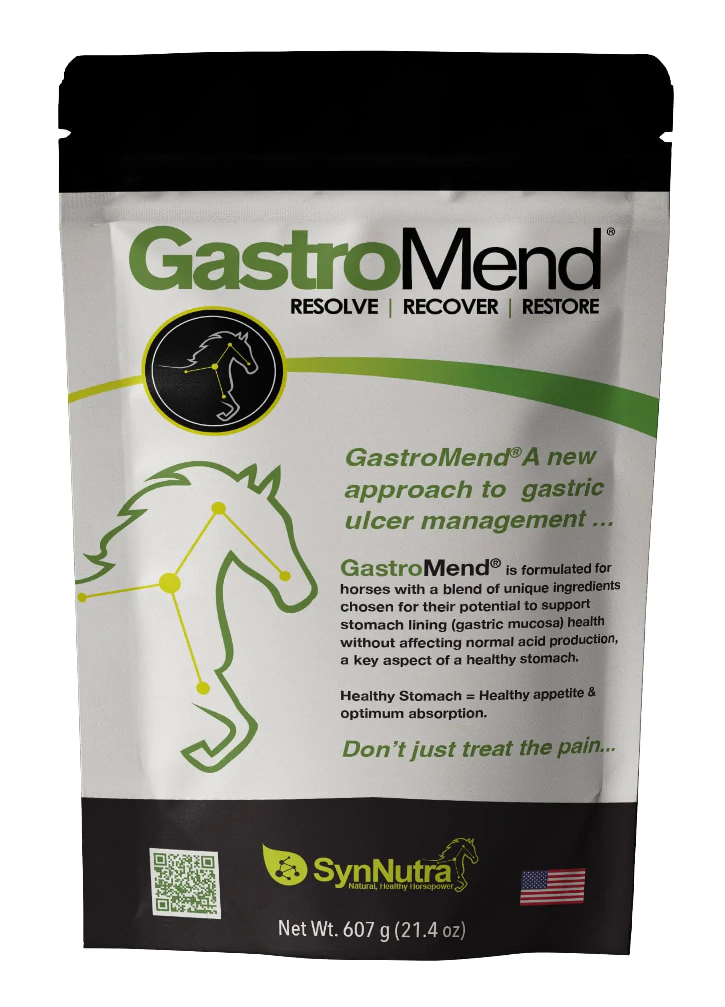 GastroMend® Gastrointestinal Health Supplement for Horses 100% Natural Promotes Stomach and Gut Health in Equines Cost-Effective Digestive Wellness 60 Servings per Pouch Made in The USA