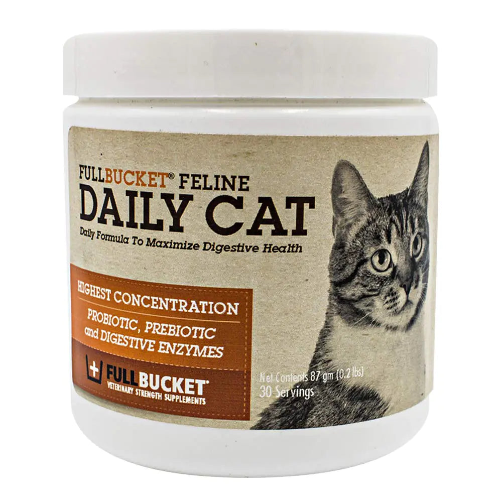 FullBucket Daily Cat Probiotic Powder - Digestive Supplement for Diarrhea Gas and Supporting Gut & Stomach Health with Prebiotics & Enzymes 30 Servings
