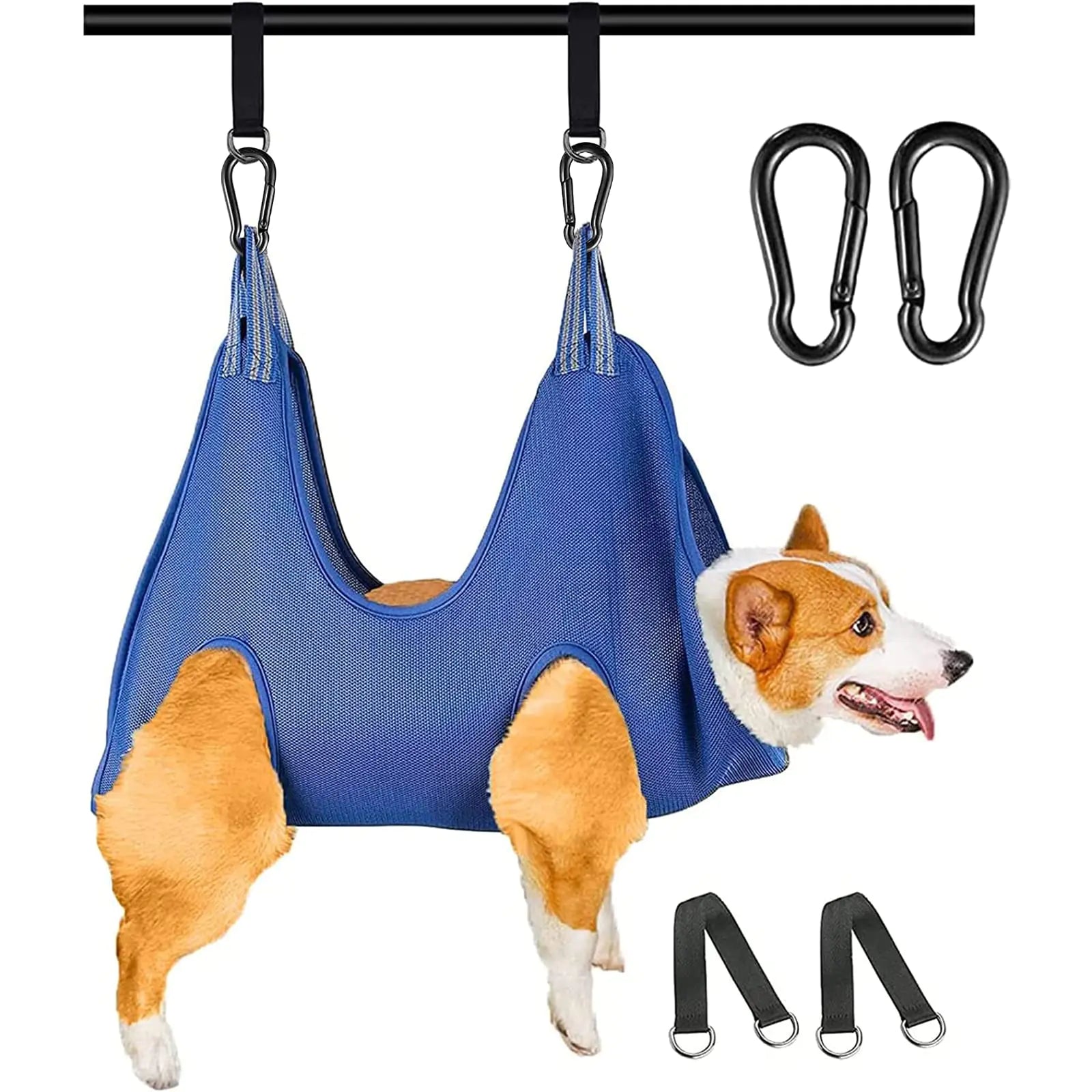 FEEGO Pet Grooming Hammock for Dogs & Cats Pet Grooming Hammock Pet Grooming Sling Dog Grooming Harness Restraint Bag Helper Pet Nail Clip Bag for Grooming Nail Cutting (M (10-12) inch Blue)